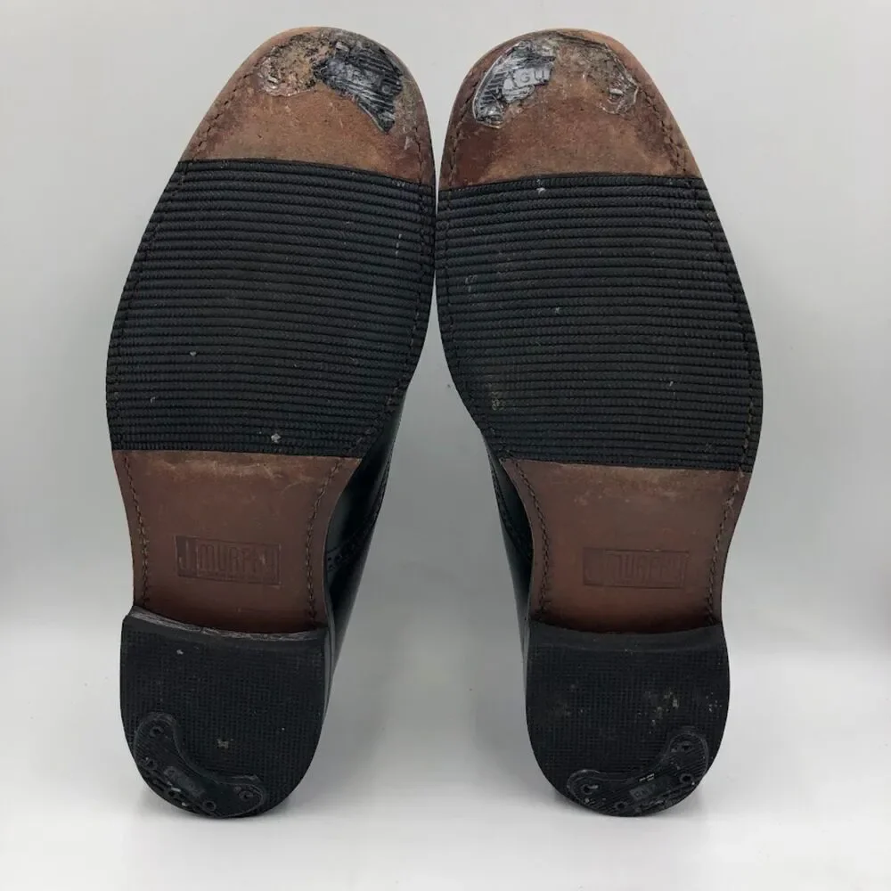 Johnston and Murphy by JM Men's Black Leather Wingtip Oxford Shoes Size 10.5